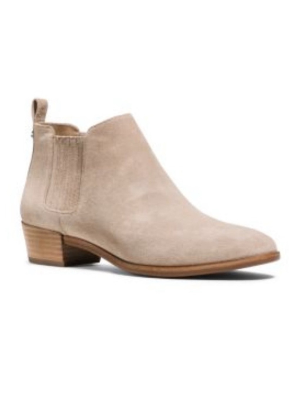 Michael Kors Shaw Suede Ankle Boots tan khaki taupe leather low block heel 7